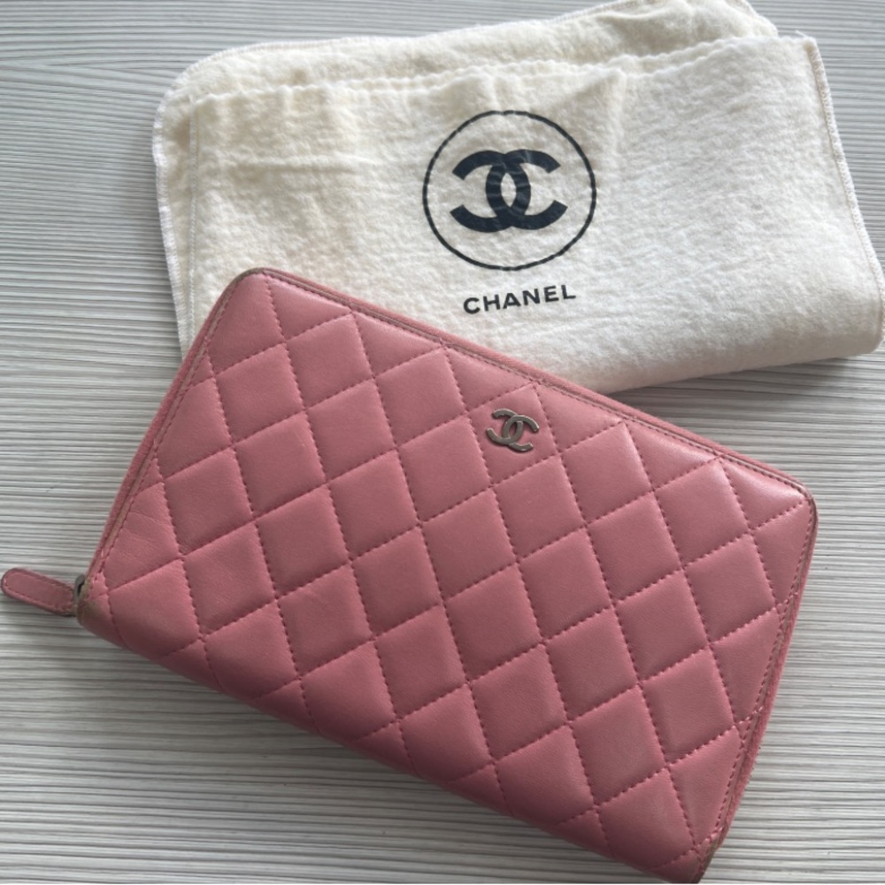 💕 CHANEL Zip Around Large Organizer Wallet Pink NO DUST BAG